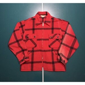 Vintage 1950's Penneys Foremost Wool Buffalo Plaid Hunting‎ Jacket Men's Large